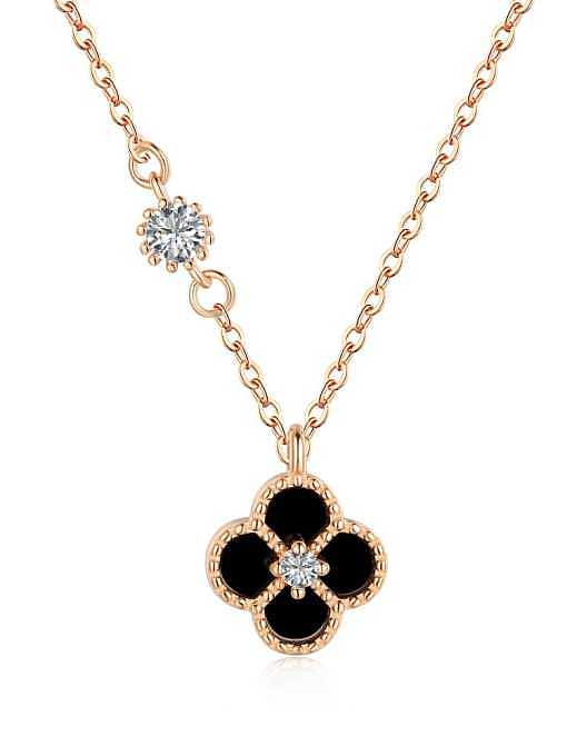 925 Sterling Silver Enamel Clover Pendant Necklace