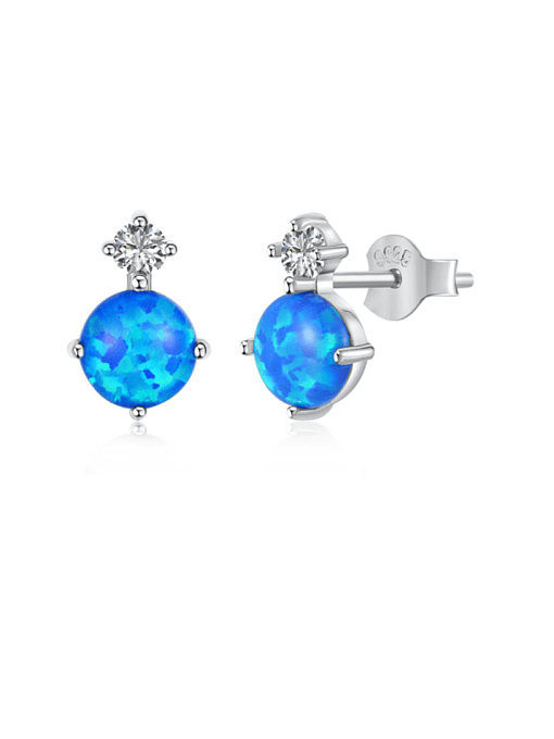 Boucles d'oreilles en argent sterling 925 opale géométrique Dainty