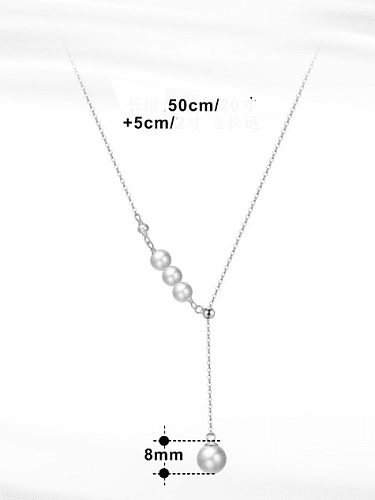 925 Sterling Silver Freshwater Pearl Tassel Minimalist Lariat Necklace