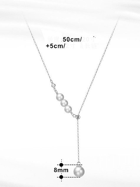Minimalistische Lariat-Halskette aus 925er-Sterlingsilber mit Süßwasserperlen und Quasten