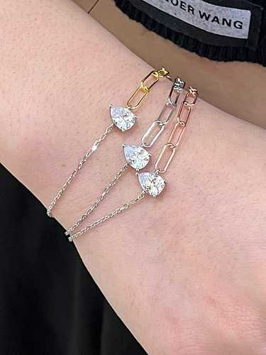 Bracelet à maillons minimalistes en argent sterling 925 avec zircons cubiques