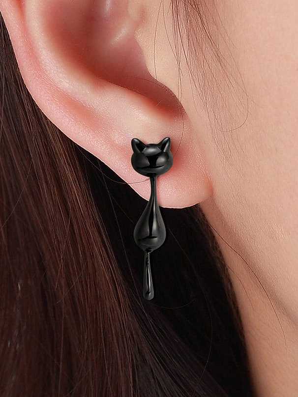 925 Sterling Silver Cat Cute Stud Earring