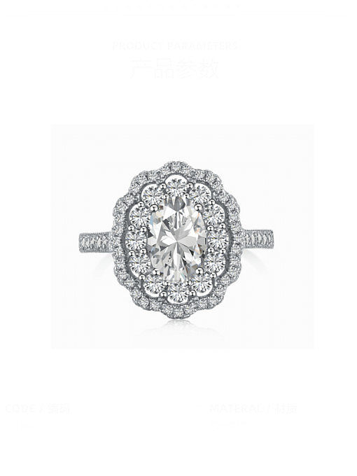 Anel de coquetel de luxo geométrico de prata esterlina 925 5A zircônia cúbica