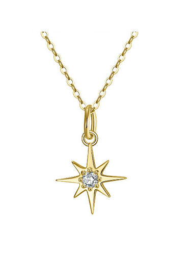 Collar minimalista de pentagrama de diamantes de imitación de plata de ley 925