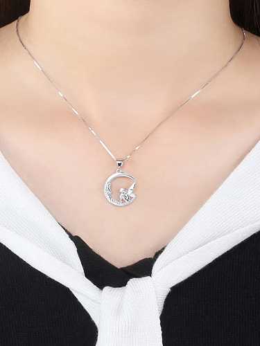 925 Sterling Silver Cubic Zirconia Angel Minimalist Necklace