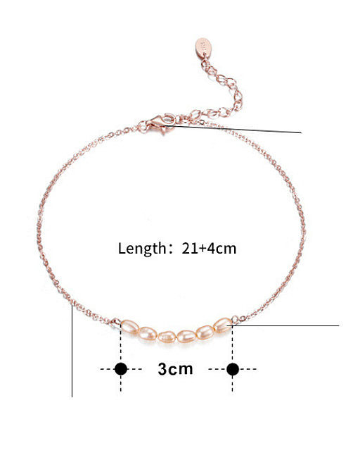 Bracelet de cheville minimaliste irrégulier en argent sterling 925 avec perle d'eau douce