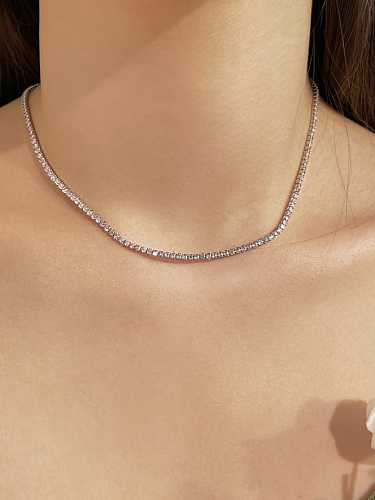925 Sterling Silver Cubic Zirconia Geometric Minimalist Necklace