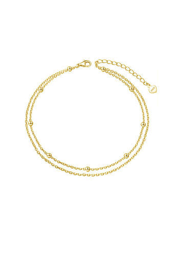 925 Sterling Silver Minimalist Double Layer Chain Anklet