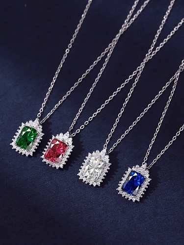 925 Sterling Silver 5A Cubic Zirconia Geometric Luxury Necklace