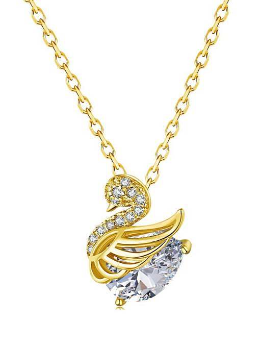 Collier pendentif cygne de luxe en argent sterling 925 avec diamants à haute teneur en carbone