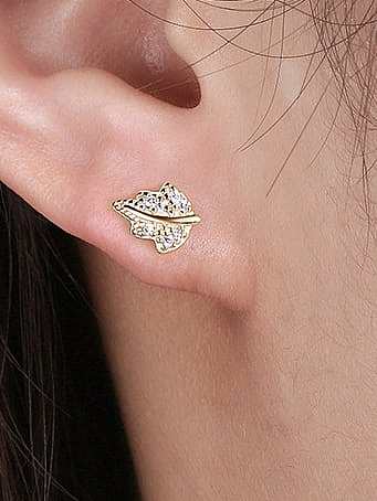 Boucles d'oreilles minimalistes en forme de feuille de zircon cubique en argent sterling 925