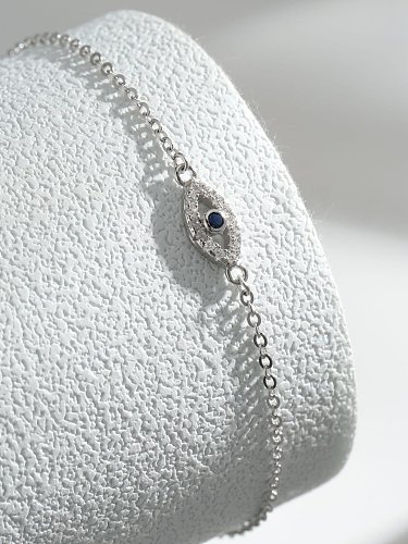 Bracelet à maillons minimalistes en argent sterling 925 avec zircon cubique Evil Eye