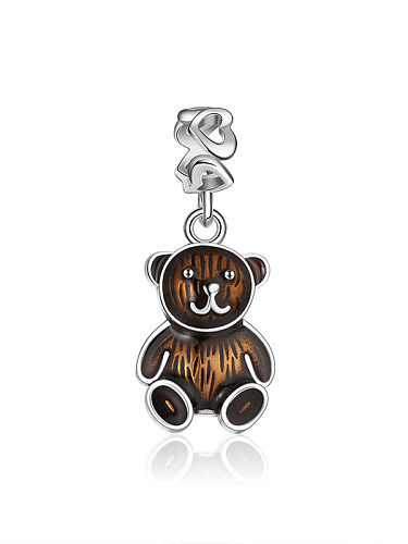 925 Sterling Silver Enamel Cute Bear DIY Pendant