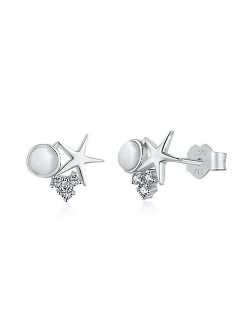 Boucles d'oreilles minimalistes en argent sterling 925 avec oxyde de zirconium et pentagramme