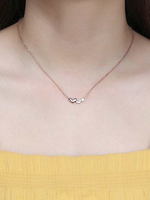 925 Sterling Silver Cubic Zirconia Heart Minimalist Necklace