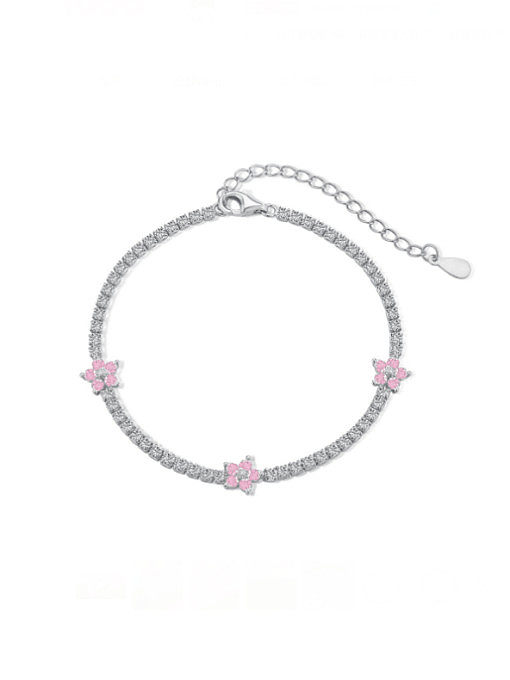 925 Sterling Silver Cubic Zirconia Flower Luxury Bracelet