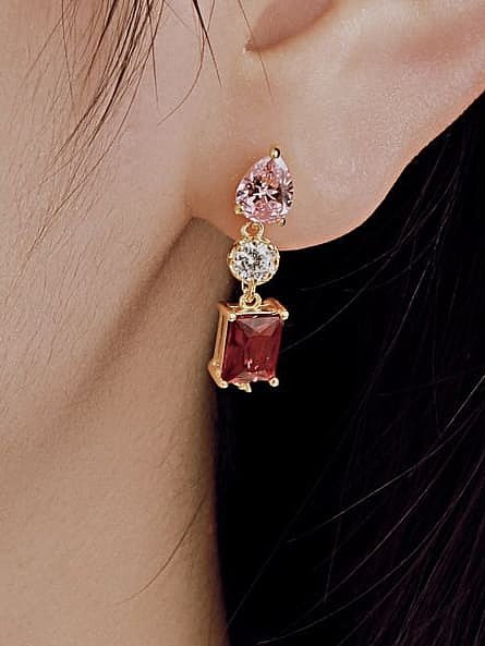925 Sterling Silver 5A Cubic Zirconia Geometric Luxury Drop Earring