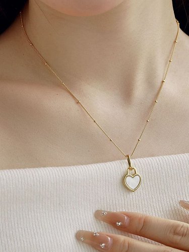 925 Sterling Silver Shell Heart Minimalist Necklace