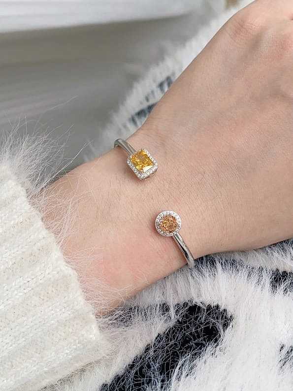 Bracelet manchette minimaliste géométrique en argent sterling 925 avec zircone cubique