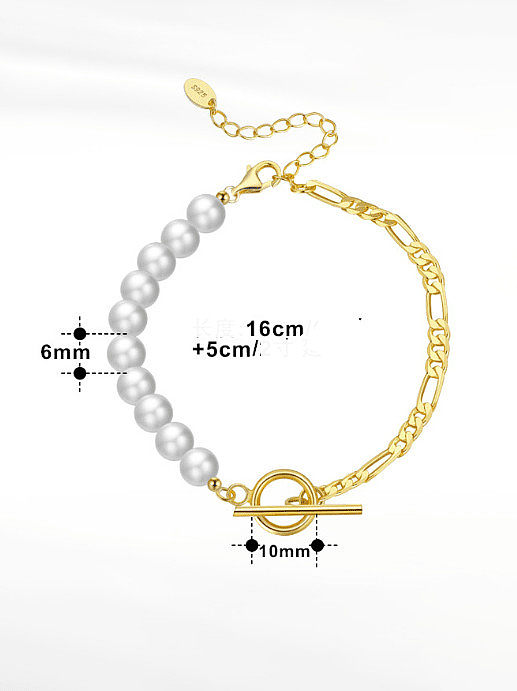 Bracelet perlé minimaliste irrégulier en argent sterling 925 avec perle d'eau douce