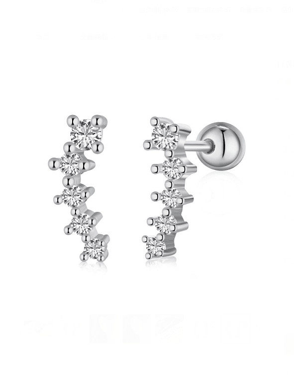 925 Sterling Silver Cubic Zirconia Geometric Minimalist Drop Earring