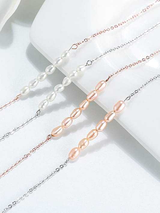 Tobillera minimalista irregular de perlas de agua dulce de plata esterlina 925