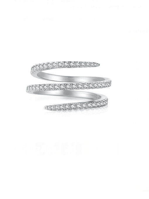 925 Sterling Silver Cubic Zirconia Geometric Minimalist Stackable Ring