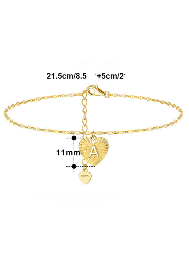 925 Sterling Silver Cubic Zirconia Heart Minimalist Anklet