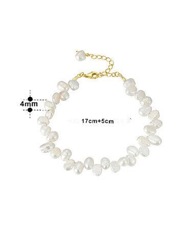 Bracelet perlé minimaliste irrégulier en argent sterling 925 avec perle d'eau douce