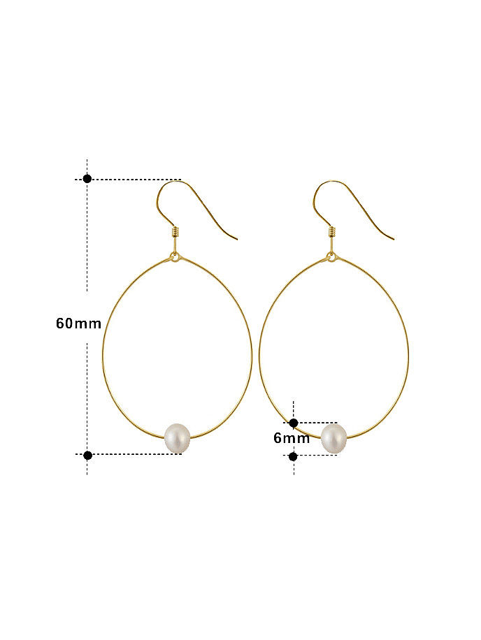 925 Sterling Silver Freshwater Pearl Geometric Minimalist Hook Earring