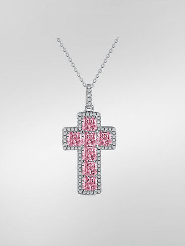 Luxuriöse Halskette mit Kreuz aus 925er-Sterlingsilber mit kubischem Zirkonia