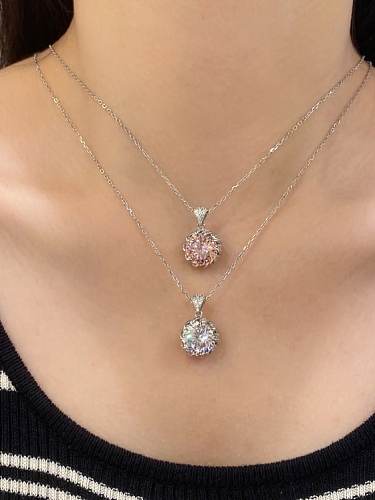 925 Sterling Silver Cubic Zirconia Geometric Minimalist Necklace