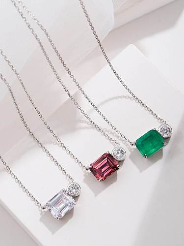 925 Sterling Silver Cubic Zirconia Geometric Minimalist Necklace