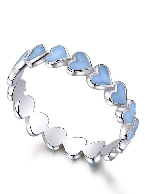 Anel de pulseira minimalista em prata esterlina 925 esmalte coração