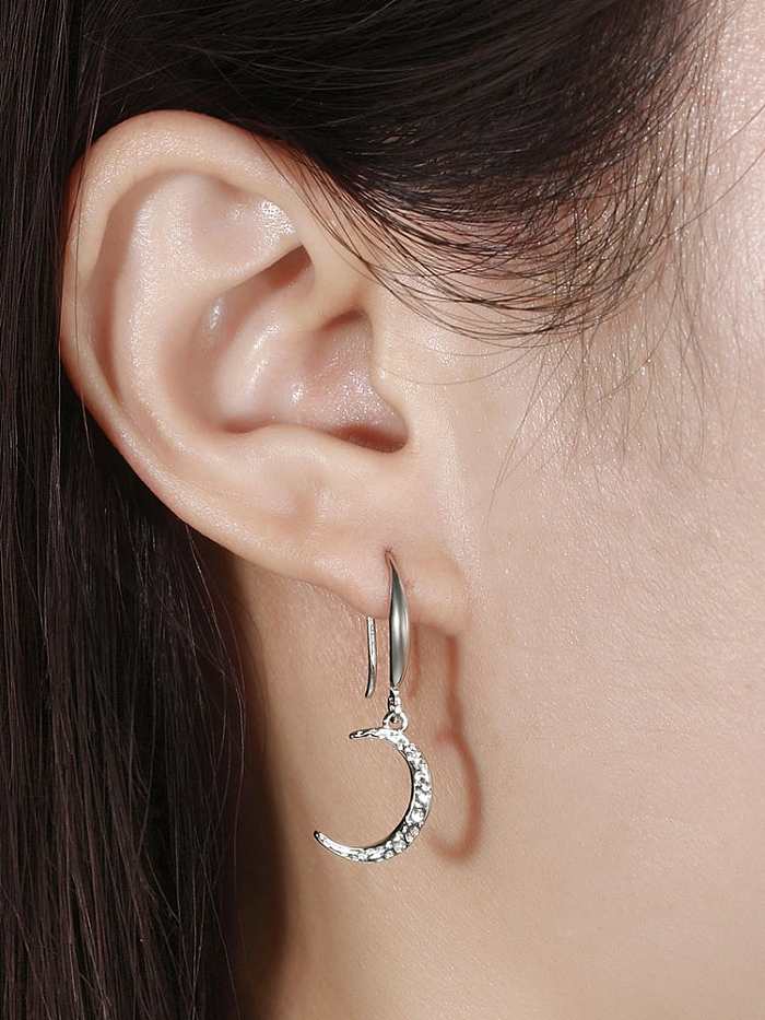 925 Sterling Silver Moon Minimalist Hook Earring