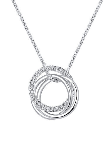 925 Sterling Silver Cubic Zirconia Round Minimalist Necklace