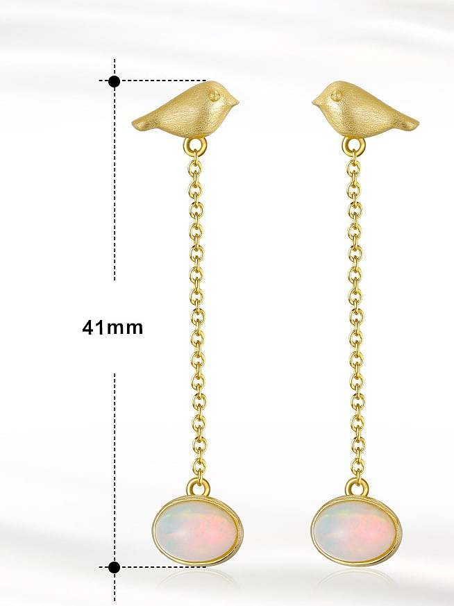 925 Sterling Silver Opal Tassel Minimalist Threader Earring