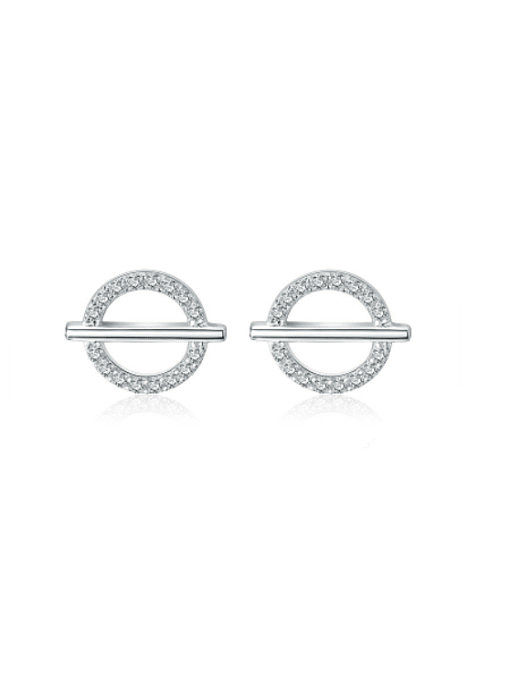 925 Sterling Silver Cubic Zirconia Geometric Minimalist Stud Earring