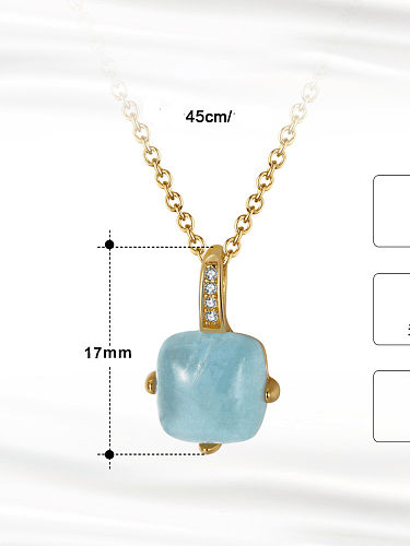 925 Sterling Silver Natural Stone Geometric Minimalist Necklace