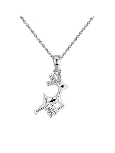 925 Sterling Silver Cubic Zirconia Deer Minimalist Necklace