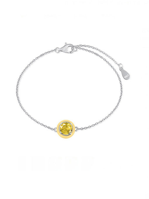 Bracelet à maillons minimaliste géométrique en émail multicolore avec zircon cubique en argent sterling 925 5A