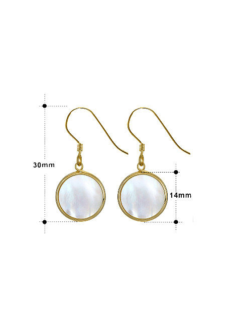 925 Sterling Silver Shell Geometric Minimalist Hook Earring
