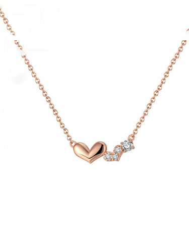 925 Sterling Silver Cubic Zirconia Heart Minimalist Necklace