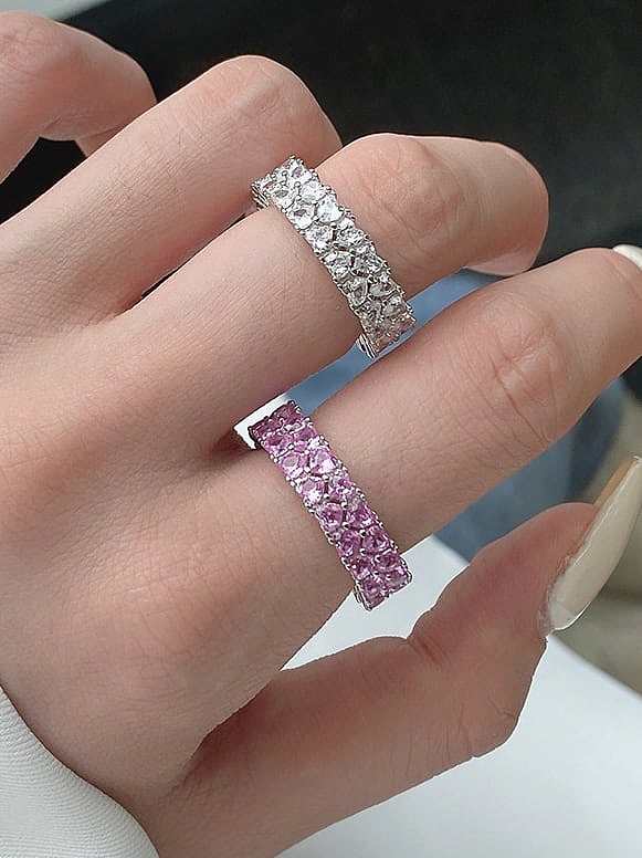 925 Sterling Silver 5A Cubic Zirconia Geometric Luxury Band Ring