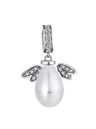 925 Sterling Silver Imitation Pearl Minimalist Angel DIY Pendant