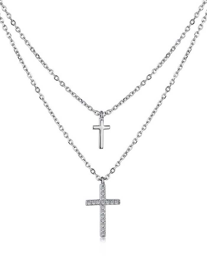 Minimalistische Halskette mit Zirkonia-Kreuz aus 925er Sterlingsilber