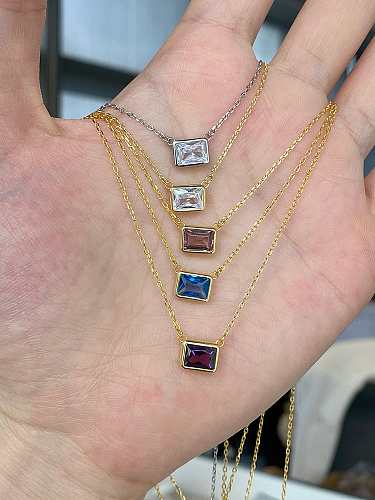 925 Sterling Silver Cubic Zirconia Geometric Minimalist Necklace