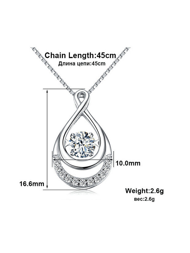 925 Sterling Silver Cubic Zirconia U Shape Minimalist Necklace