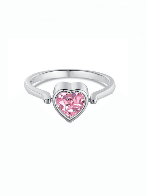 925 Sterling Silver 5A Cubic Zirconia Heart Minimalist Band Ring