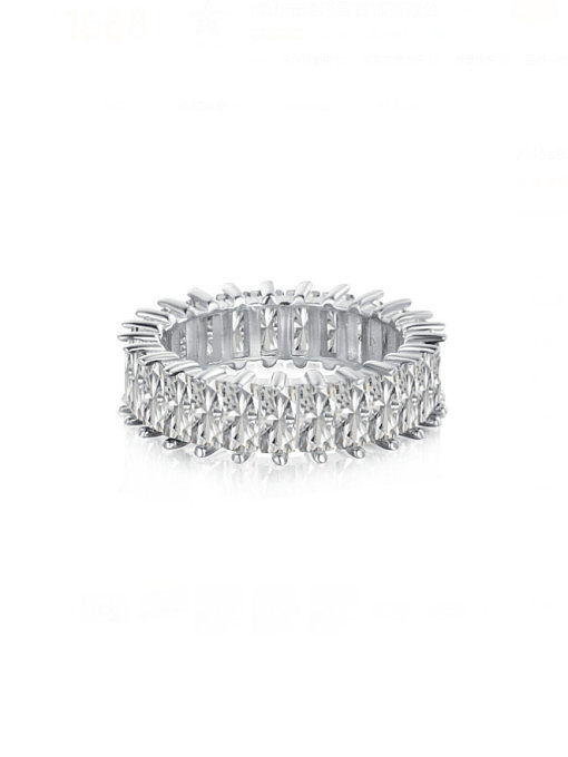 925 Sterling Silver 5A Cubic Zirconia Geometric Luxury Band Ring